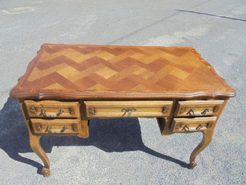 French Parquetry Top Kneehole Writing Desk