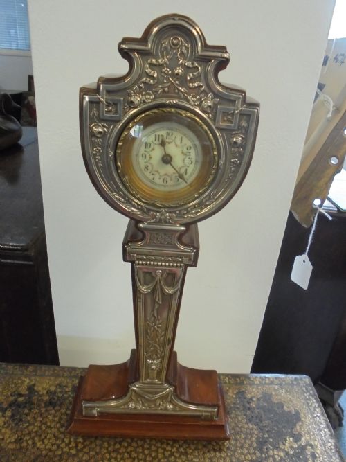 Silver Art Nouveau Miniature Clock . Hall Marked