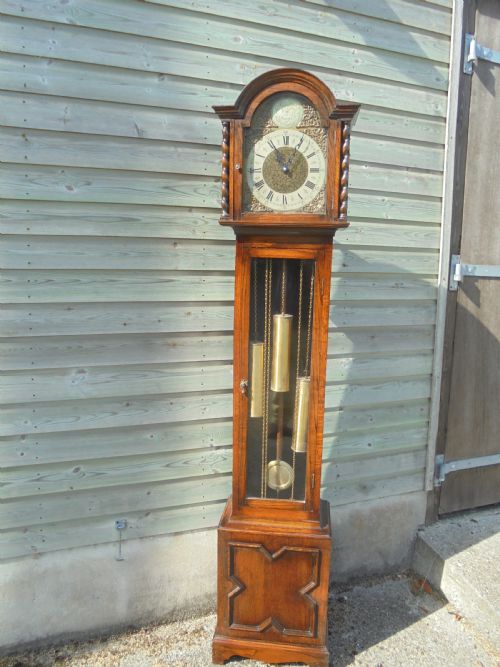 Late 19th Century Oak Three Weight Long Case Clock