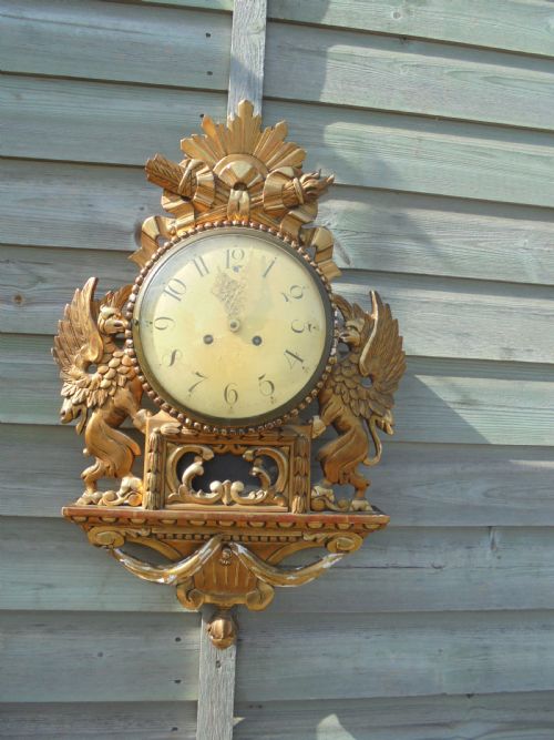19th Century Gilded Wood Cartel Clock