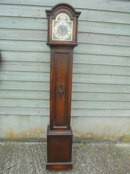 Jacobean Style Oak Grandmother Clock
