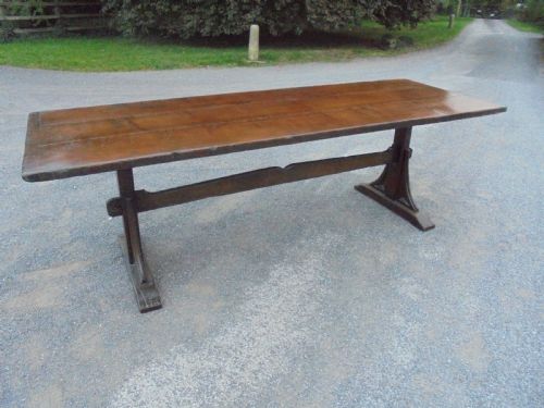 English Oak Refectory, Farmhouse, Dining Table. Seats Ten.