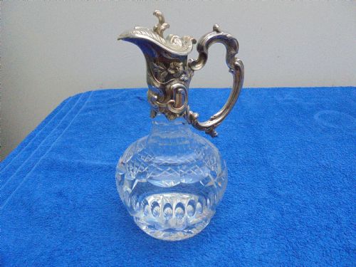 Victorian Silver Plated Cut Glass Claret Jug