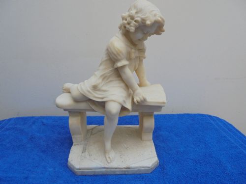 Italian Carved Alabaster, Marble Figure of Young Girl