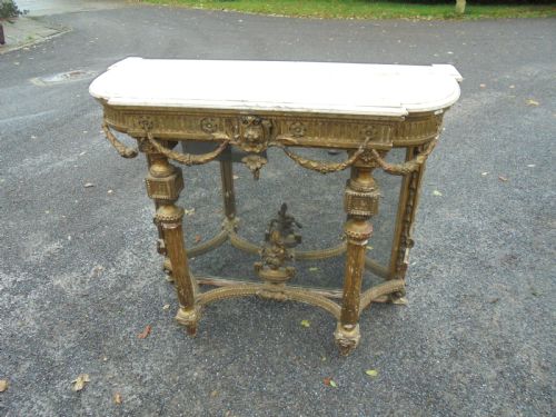 18th Century French Gilt Console with Marble Top