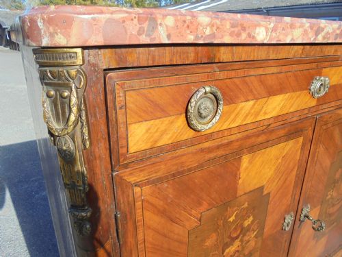 fig 1. 19th century French marble top marquetry cabinet