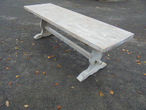 fig 1. French white waxed pine farmhouse kitchen dining table Seat ten