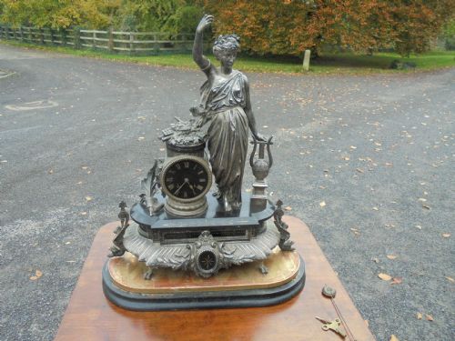 French Silver Plated Mantle Clock