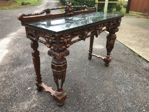 19th Century Oak Marble Top Console Table