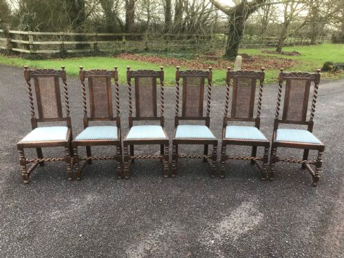Set of Six Victorian  Jacobean Style Dining Chairs