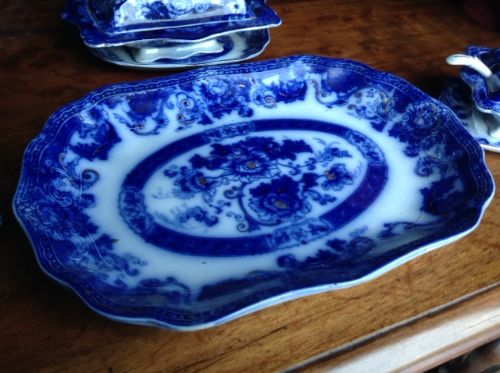 fig 2. Late 19th century flow blue Verona part dinner service