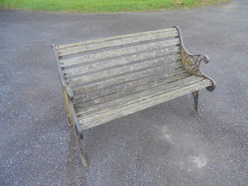 19th Century Classic Garden Bench with Cast Iron Ends