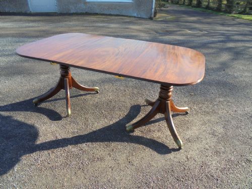 George 3rd Mahogany Twin Pillar Dining Table