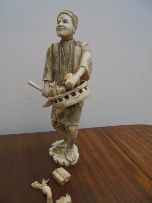 19th Century Jointed Japanese Ivory Figure of the Harvester