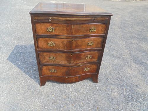 Small Walnut Four Drawer Chest with Slide
