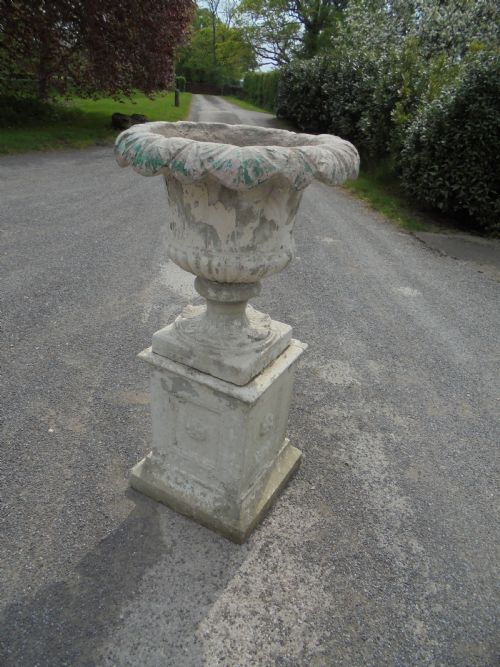 Large 19th Century Stone Garden Urn on Stand.