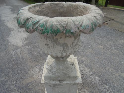 fig 1. Large 19th century stone garden urn on stand.