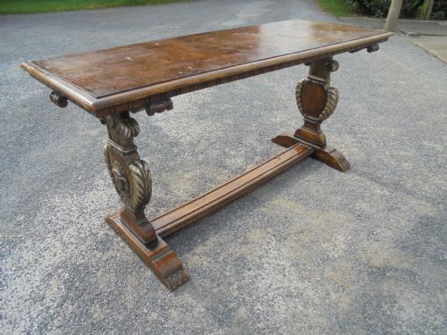 Victorian Burr Oak Top Small Refectory  Kitchen Table