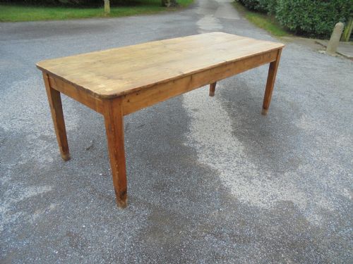 19th Century Pine Farmhouse Kitchen Table. Seats Eight