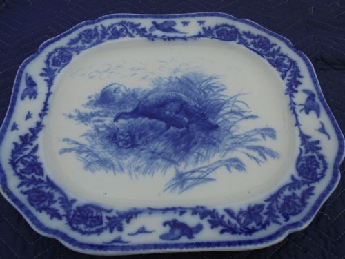 19th Century Turkey/game Platter Blue and White