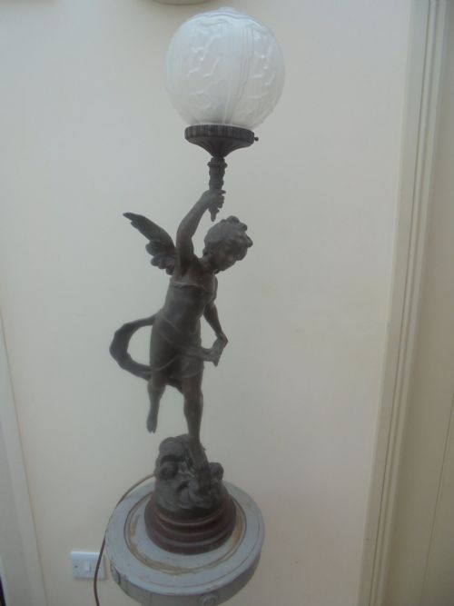 Bronzed Spelter Table Lamp by Moreau Fortune