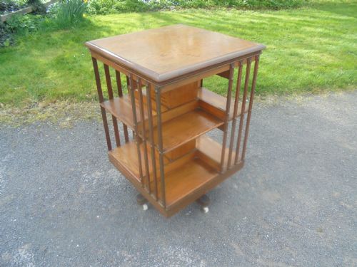 Beech and Walnut American Revolving Bookcase