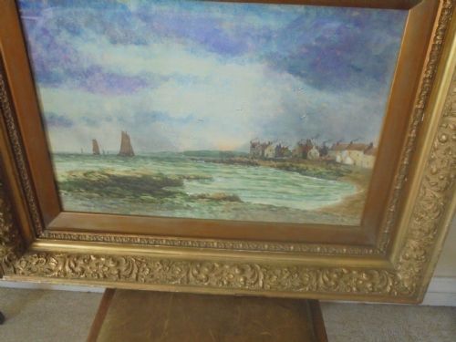 fig 1. Large Pair 19th century framed water colours of Buckhaven Scotland