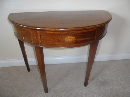 18th Century Inlaid Mahogany Demi Lune Console Table