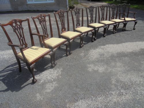 Set of Eight Mahogany Ball and Claw Chippendale Style Dining Chairs.