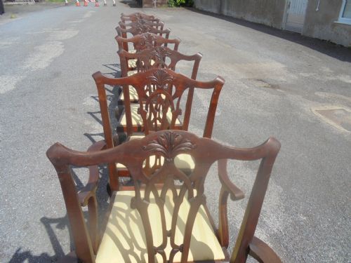 fig 1. Set of eight mahogany ball and claw Chippendale style dining chairs.