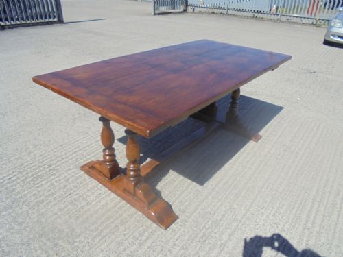 Antique Oak Refectory Farmhouse Kitchen Dining Table Seats Eight