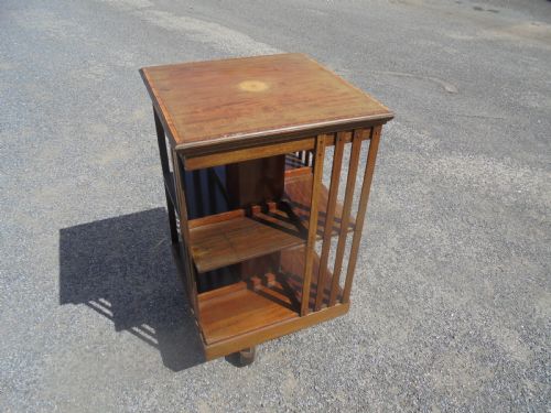 Edwardian Mahogany Inlaid Revolving Bookcase