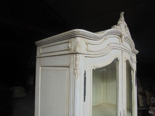 fig 1. French bow front glazed painted armoire