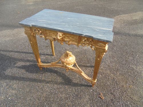 Gilded Marble Top Console Table