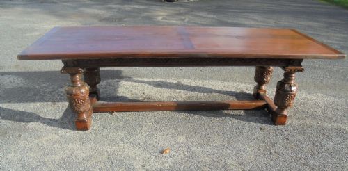 Carved Oak Refectory Table  Seats Ten
