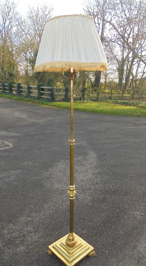 19th Century Brass Telescopic Standard Lamp and Shade