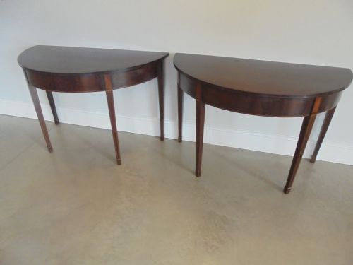 Fine Pair of 18th Century Mahogany Demi Lune Console Tables