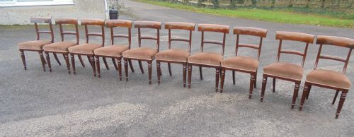 Antique Set Ten Mahogany Bar Back Dining Chairs  1850