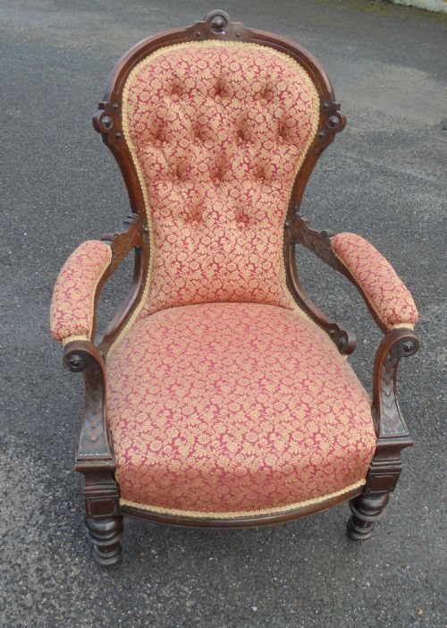 Victorian Gents Open Arm Button Back Chair