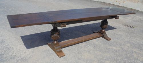 Antique Oak Refectory Farmhouse Dining Table. Seats Twelve