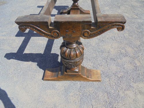 fig 1. Antique oak refectory farmhouse dining table. Seats twelve