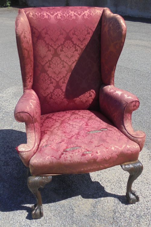 19th Century Winged Armchair of Generous Proportions for Re Upholstery Project.