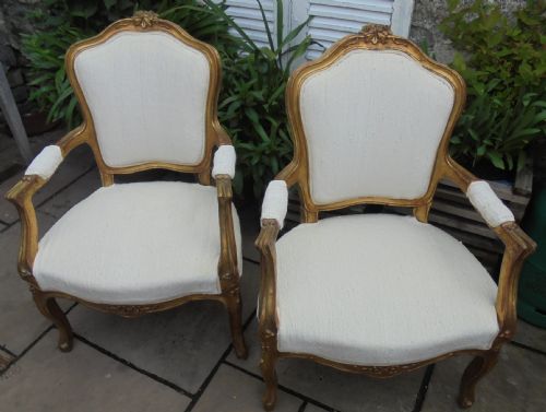 Pair of French Gilded Armchairs