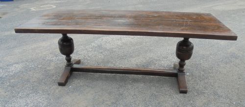 19th Century Oak Refectory Farmhouse  Kitchen Dining Table Seats Eight