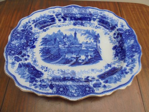 Superb English Blue and White Meat Platter