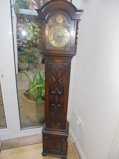 Jacobean Style Oak Grandmother Clock