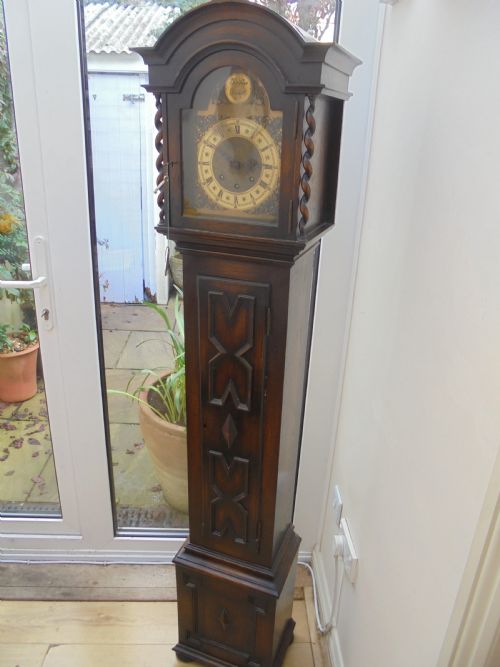 fig 1. Jacobean style oak Grandmother clock