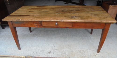 French Apple and Fruitwood Farmhouse Kitchen Dining Table Seats Eight