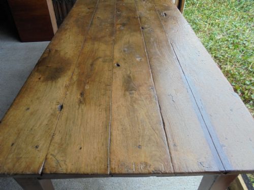 fig 1. French apple and fruitwood farmhouse kitchen dining table seats eight