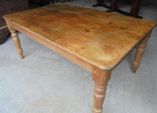 Victorian Pine Kitchen Dining Table Seats Six